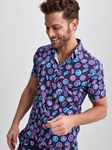 Purple Citrus Natural Poplin Short Sleeve Print Shirt | Stone Rose Short Sleeve Shirts Collection | Sams Tailoring Fine Men Clothing