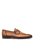 Cognac Textured Deerskin Penny Rubber Sole Loafer | Mezlan Men's Slip On Shoes | Sam's Tailoring Fine Men's Clothinga