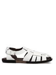 White Perforated Calfskin Backless Fisherman Sandal | Mezlan Casual Shoes | Sam's Tailoring Fine Men's Clothing