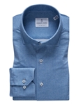 Medium Blue Modern 4Flex Stretch Knit Men Shirt | Emanuel Berg Shirts Collection | Sam's Tailoring Fine Men Clothing
