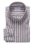 White & Brown Summer Textured Crinkle Hybrid Shirt | Emanuel Berg Shirts Collection | Sam's Tailoring Fine Men Clothing