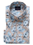 Brown Floral Extra Fine Dobby Premium Dress Shirt | Emanuel Berg Shirts Collection | Sam's Tailoring Fine Men Clothing