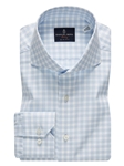Blue & White Check Twill Luxury Men Sport Shirt | Emanuel Berg Shirts Collection | Sam's Tailoring Fine Men Clothing