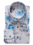 White, Blue & Navy Flowers Premium Jersey Knit Shirt | Emanuel Berg Shirts Collection | Sam's Tailoring Fine Men Clothing