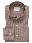 Brown & White Check Sartorial Crinkle Hybrid Shirt | Emanuel Berg Shirts Collection | Sam's Tailoring Fine Men Clothing