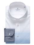 White, Blue & Navy Summer Textured Crinkle Hybrid Shirt | Emanuel Berg Shirts Collection | Sam's Tailoring Fine Men Clothing