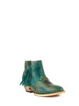 Turquoise Fringe Full Grain Leather Women Bootie | Ferrini USA Women's Booties | Sam's Tailoring Fine Women Shoes