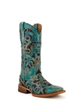 Turquoise With Black Shimmer Inlay Women Horseshoe | Ferrini USA Women's Boots | Sam's Tailoring Fine Women Shoes