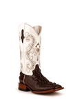 Chocolate/White Hornback Caiman Rancher Boot  | Ferrini USA Women's Boots | Sam's Tailoring Fine Women Shoes