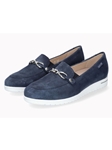 Jeans Blue Leather Velvet Rubber Sole Women Slip On | Mephisto Women Slip-Ons | Sam's Tailoring Fine Women's Shoes