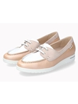 Pale Blush Leather Metallic Laces Women Mocassin | Mephisto Women Slip-Ons | Sam's Tailoring Fine Women's Shoes