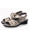 Dark Taupe Metallic Leather Sporty Women Sandal | Mephisto Women Sandals | Sam's Tailoring Fine Women's Shoes