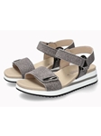 Grey Leather Fancy Printing Women's Sandal | Mephisto Women Sandals | Sam's Tailoring Fine Women's Shoes