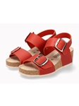 Red Leather Nubuck Women's Wedge Heel Sandal | Mephisto Women Cork Sandals | Sam's Tailoring Fine Women's Shoes