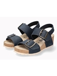 Navy Leather Nubuck Women's Wedge Heel Sandal | Mephisto Women Cork Sandals | Sam's Tailoring Fine Women's Shoes