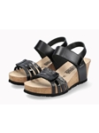 Black Leather Smooth Heel Women's Cork Sandal | Mephisto Women Cork Sandals | Sam's Tailoring Fine Women's Shoes