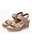 Light Taupe Leather Nubuck Women's Cork Sandal | Mephisto Women Cork Sandals | Sam's Tailoring Fine Women's Shoes