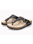 Black Leather Smooth Women's Flat Cork Sandal | Mephisto Women Cork Sandals | Sam's Tailoring Fine Women's Shoes