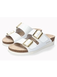 White Leather Varnished Women's Cork Sandal | Mephisto Women Cork Sandals | Sam's Tailoring Fine Women's Shoes