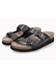 Black Leather Smooth Buckle Women's Cork Sandal | Mephisto Women Cork Sandals | Sam's Tailoring Fine Women's Shoes