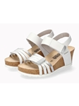 White Leather Smooth Women's Heel Cork Sandal | Mephisto Women Cork Sandals | Sam's Tailoring Fine Women's Shoes