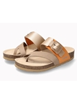 Light Taupe Leather Metallic Crumpled Cork Sandal | Mephisto Women Cork Sandals | Sam's Tailoring Fine Women's Shoes