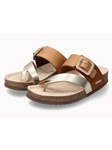 Gold Leather Nubuck Women's Flat Cork Sandal | Mephisto Women Cork Sandals | Sam's Tailoring Fine Women's Shoes