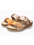 Platinum Metallic Crumpled Women's Cork Sandal | Mephisto Women Cork Sandals | Sam's Tailoring Fine Women's Shoes