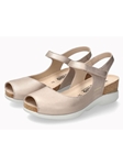 Platinum Leather Metallic Se Pu Women Cork Sandal | Mephisto Women Cork Sandals | Sam's Tailoring Fine Women's Shoes