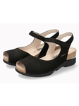 Black Leather Nubuck Se Pu Women Cork Sandal | Mephisto Women Cork Sandals | Sam's Tailoring Fine Women's Shoes