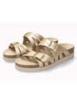 Platinum Leather Metallic Flat Heel Women Cork Sandal | Mephisto Women Cork Sandals | Sam's Tailoring Fine Women's Shoes