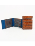 Tan/Blue Embossed Crocodile Calfskin Cash Cover | Torino Leather Wallets | Sam's Tailoring Fine Men's Clothing