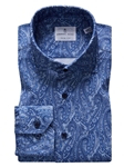 Blue Printed Modern 4Flex Stretch Men's Knit Shirt | Emanuel Berg Casual Shirts Collection | Sam's Tailoring Fine Men Clothing