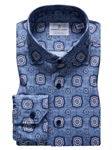Blue Fine Printed Modern 4Flex Stretch Knit Men Shirt | Emanuel Berg Casual Shirts Collection | Sam's Tailoring Fine Men Clothing