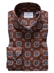 Dark Brown Printed Dobby Sport Luxury Men's Shirt | Emanuel Berg Casual Shirts Collection | Sam's Tailoring Fine Men Clothing