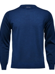 Dark Blue Light Guage Men's Crew Neck Sweater | Emanuel Berg Sweaters Collection | Sam's Tailoring Fine Men Clothing