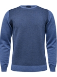 Medium Blue Light Gauge Herringbone Crew Neck Sweater | Emanuel Berg Sweaters Collection | Sam's Tailoring Fine Men Clothing
