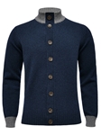 Dark Blue Button Closure Premium Men's Cardigan | Emanuel Berg Sweaters Collection | Sam's Tailoring Fine Men Clothing