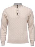 Light Beige Premium Highneck Cable With Buttons Sweater | Emanuel Berg Sweaters Collection | Sam's Tailoring Fine Men Clothing
