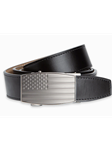 Black USA Flag Embossed Pewter Aston 1 3/8" Strap Dress Belt | NexBelt Dress Belts | Sam's Tailoring Fine Men's Clothing