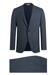 Slate Blue Plaid Overcheck B-Fit Wool Suit | Heritage Gold Suits | Sam's Tailoring Fine Men's Clothing