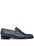 Blue Piccolo Alligator Penny Classic Men's Loafer | Mezlan Slip On Collection | Sam's Tailoring Fine Men's Clothing