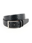 Black Italian Woven Embossed Calfskin Dress Casual Belt | Torino Leather Belts Collection | Sam's Tailoring Fine Men's Clothing