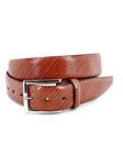 Cognac Diagonal Etched Italian Calfskin Dress Casual Belt | Torino Leather Belts Collection | Sam's Tailoring Fine Men's Clothing