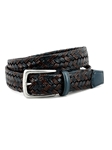 Navy & Brown Italian Braided Leather Two Tonal Belt | Torino Leather Belts Collection | Sam's Tailoring Fine Men's Clothing