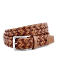 Cognac & Tan Italian Braided Leather Two Tonal Belt | Torino Leather Belts Collection | Sam's Tailoring Fine Men's Clothing