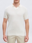 Natural Light Guage Textured Short Sleeve Polo | Emanuel Berg Polos | Sam's Tailoring Fine Men Clothing