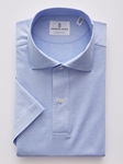 Blue Premium Jersey Knit Short Sleeve Polo | Emanuel Berg Polos | Sam's Tailoring Fine Men Clothing