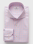 Light Pastel Pink Prince Of Wales Check Twill Sport Shirt | Emanuel Berg Shirt Collection | Sam's Tailoring Fine Men Clothing