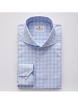 Light Blue Prince Of Wales Checked Twill Sport Shirt | Emanuel Berg Shirt Collection | Sam's Tailoring Fine Men Clothing